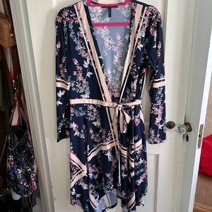 BCBG Maxazria long sleeve navy floral dress